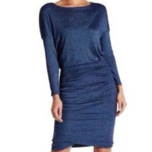 Michael Stars 3/4 Sleeve Shimmering Blue Bodycon Dress EUC Size Small S